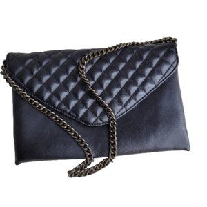 J. Crew Quilted Black Clutch Chain Purse